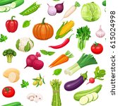 vegetables seamless pattern.... | Shutterstock .eps vector #615024998