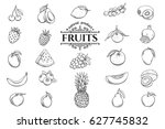 Vector Hand Drawn Fruits Icons...