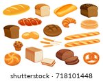 Set vector bread icons. Rye, whole grain  and wheat  bread, pretzel, muffin, pita , ciabatta,  croissant,  bagel, toast bread, french baguette for design menu bakery.
