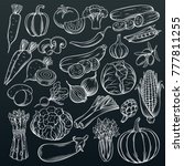 set hand drawn vegetables icons ... | Shutterstock .eps vector #777811255