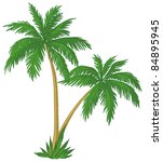 Vector  Palm Trees With Green...
