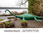 Small photo of Loch Ness, Scotland - February 16th 2023: Statue of the Loch Ness Monster, on the banks of Loch Ness in the Highlands of Scotland.