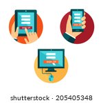 vector set of flat icons... | Shutterstock .eps vector #205405348