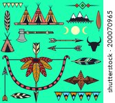 set of ethnic american indian's ... | Shutterstock .eps vector #200070965