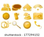 glossy golden icon set on a... | Shutterstock .eps vector #177294152