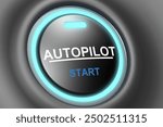 Start to autopilot button with blue light, 3d rendering