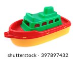 Color Plastic Ship Toy Isolated ...