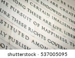 Small photo of Inscription in the Jefferson Memorial in Washington DC of inalienable rights (including the famous quintessentially American pursuit of happiness) from the US Declaration of Independence