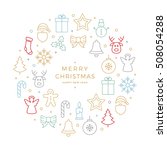 colorful christmas icons... | Shutterstock .eps vector #508054288