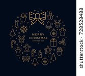christmas golden icon wreath... | Shutterstock .eps vector #728528488
