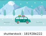 winter road trip vector concept ... | Shutterstock .eps vector #1819286222