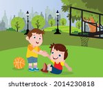 one boy helps the other kid... | Shutterstock .eps vector #2014230818