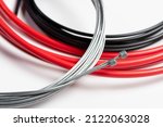 Stainless inner shift cable and red outer cable for mountain and road bike.