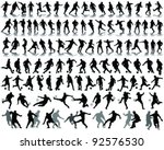 black silhouettes and shadow of ... | Shutterstock .eps vector #92576530