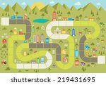 board game with a block path on ... | Shutterstock .eps vector #219431695