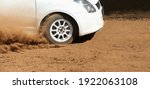 Rally Race Car Drifting On Dirt ...