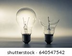 Good and broken light bulb, problem and solution, good idea and bad idea or comparison concept