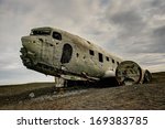 Wreck of an Aircraft in the Sandy Desert of South Iceland