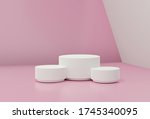pink minimal scene podiumfor... | Shutterstock . vector #1745340095