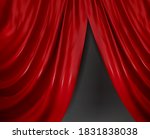 red satin open curtain.... | Shutterstock . vector #1831838038