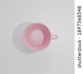 empty pink cup top view on... | Shutterstock . vector #1897568548