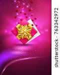 illustration . pink gift box... | Shutterstock . vector #763342972