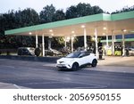 Small photo of HUDDERSFIELD, UK - OCTOBER 13, 2021: Petrol station on the Halifax Road leading to the M62, Lindley, Huddersfield