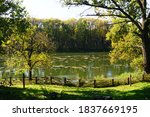 lake in the beautiful wood | Shutterstock . vector #1837669195