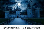 Haunted Gothic Castle At Night. ...