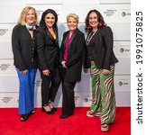 Small photo of New York, NY - June 14, 2021: Annette Porter, Alexandra Arrieche , Marin Alsop and Bernadette Wegenstein attend 2021 Tribeca Festival Premiere of "The Conductor" at Hudson Yards