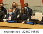 Small photo of Senegal Ambassador Cheikh Niang speaks at meeting Committee on the Exercise of the Inalienable Rights of the Palestinian People at UN Headquarters in New York on February 22, 2023.