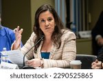 Small photo of Congresswoman Elise Stefanik (R) speaks during House Judiciary Committee field hearing on New York City violent crimes at Javits Federal Building in New York City on April 17, 2023