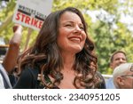 Small photo of SAG-AFTRA President Fran Drescher attends rally in City Hall Park in New York on August 1, 2023 ahead of Council committee meeting in support of striking members of both unions