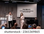 Small photo of Joshua Bell, Larisa Martinez, Peter Dugan perform during opening of Perelman Performing Arts Center press event and ribbon cutting in New York on September 13, 2023