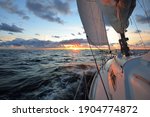 Yacht Sailing In An Open Sea At ...