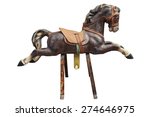 Old wooden and vintage Carousel Horse isolated on white with clipping path