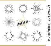 Set of sunburst design elements for badges, logos and labels. Vector illustration 
