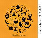 halloween card with halloween... | Shutterstock .eps vector #222558358