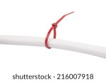 Red cable tie with electric wire