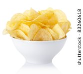 Potato Chips Bowl Isolated On...