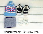 set of baby winter clothes... | Shutterstock . vector #510867898