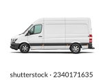 Delivery van side view isolated on a white background. Side view of a modern cargo short-base minibus.