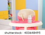 baby pink high chair and bottle ... | Shutterstock . vector #403648495