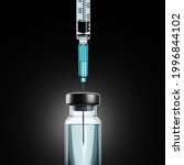 closeup of vaccine bottle and... | Shutterstock . vector #1996844102