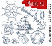 marine set sailing and ship... | Shutterstock .eps vector #1399184222