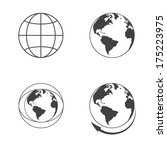 globe earth icons set on white... | Shutterstock . vector #175223975