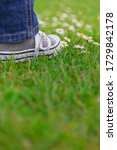 child boy or girl feet in jeans ... | Shutterstock . vector #1729842178