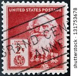 Small photo of UNITED STATES OF AMERICA - CIRCA 1940: A stamp printed in USA shows Samuel Finley Breese Morse , circa 1940