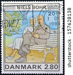 Small photo of DENMARK - CIRCA 1985: A stamp printed in Denmark shows Birth Centenary of Niels Bohr, nuclear physicist, circa 1985