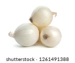 White onion bulbs isolated on white background.